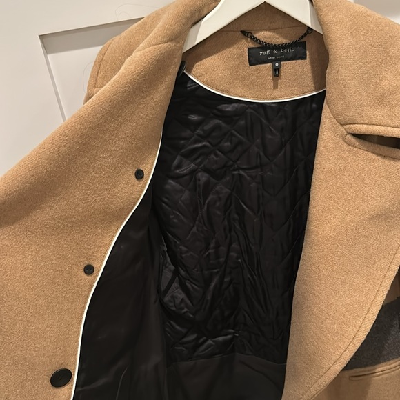 Rag & Bone women’s wool peacoat camel/charcoal SIZE 0 - Picture 8 of 11